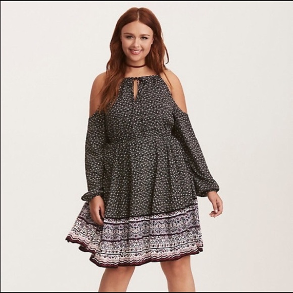 torrid Dresses & Skirts - ❤️TORRID CHALLIS COLD SHOULDER SKATER DRESS ~ 2